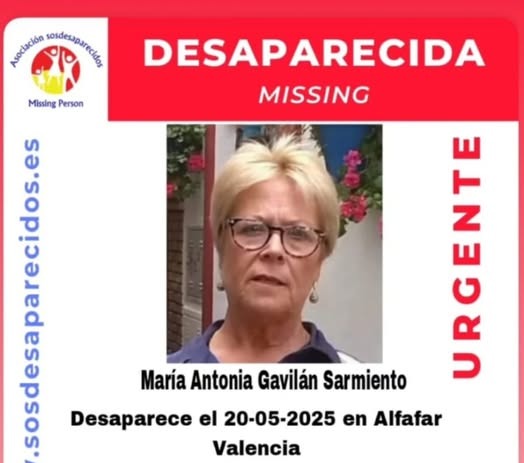 Cartel de búsqueda de María Antonia Gavilán Sarmiento, mujer desaparecida en Alfafar.