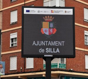 Logo del Ajuntament de Silla en una pantalla digital