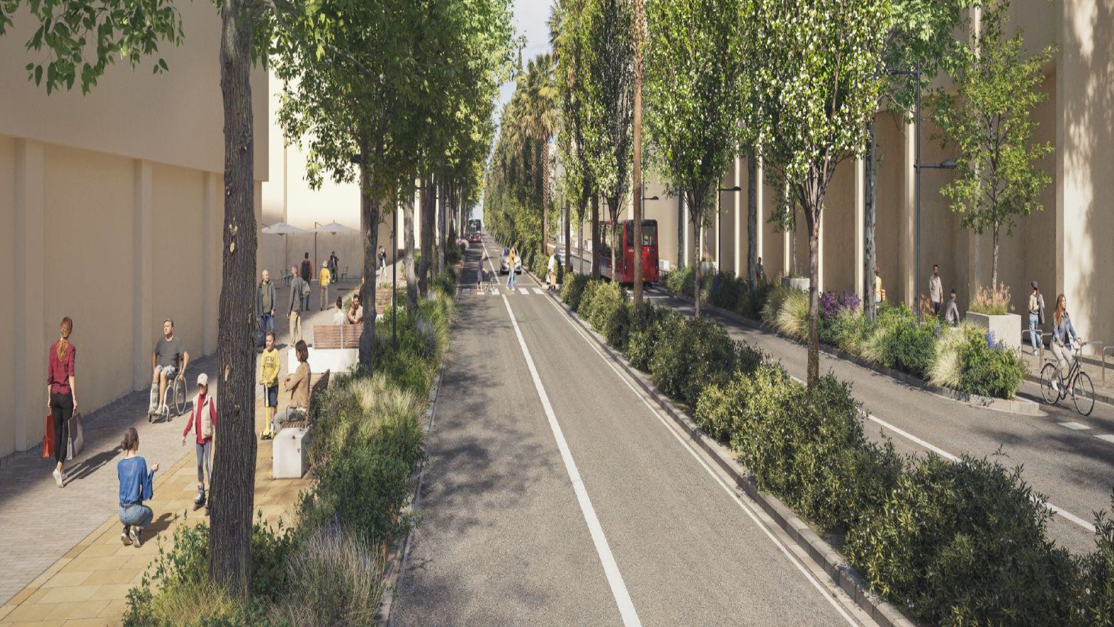 Render de la urbanización de las avenidas Pérez Galdós y Giorgeta en València