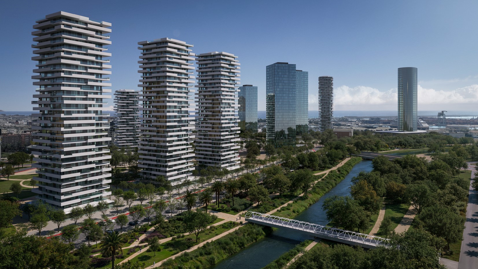 Render del PAI del Grau en València con edificios y zonas verdes