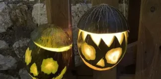 Fanalets de melón decorados con formas y luces