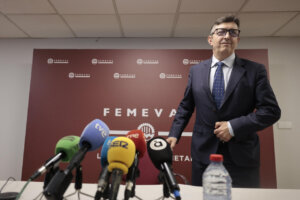 El presidente de la Federación Empresarial Metalúrgica Valenciana (Femeval), Vicente Lafuente, este viernes.