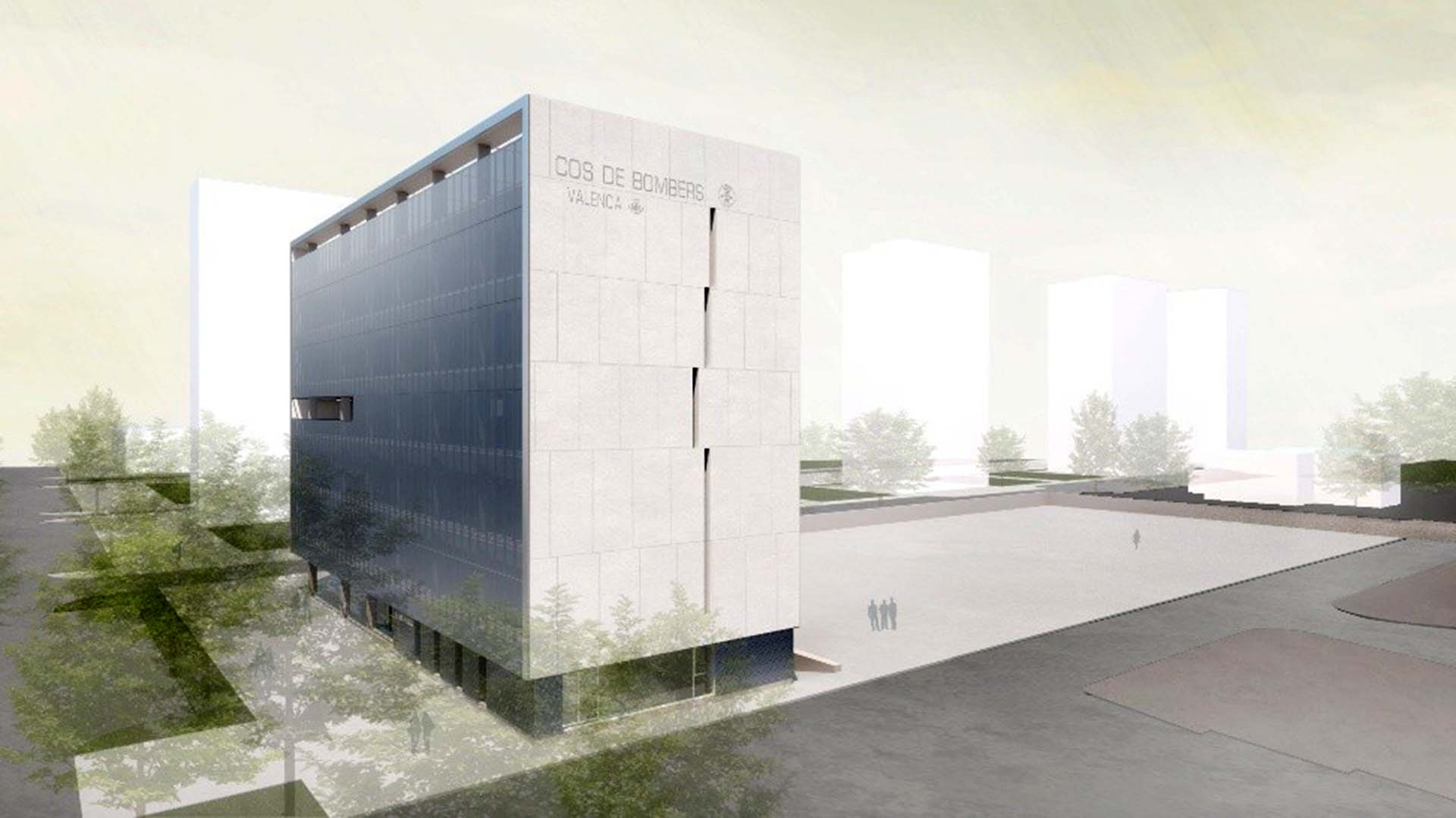 Render del futuro edificio administrativo de los Bomberos de Valencia