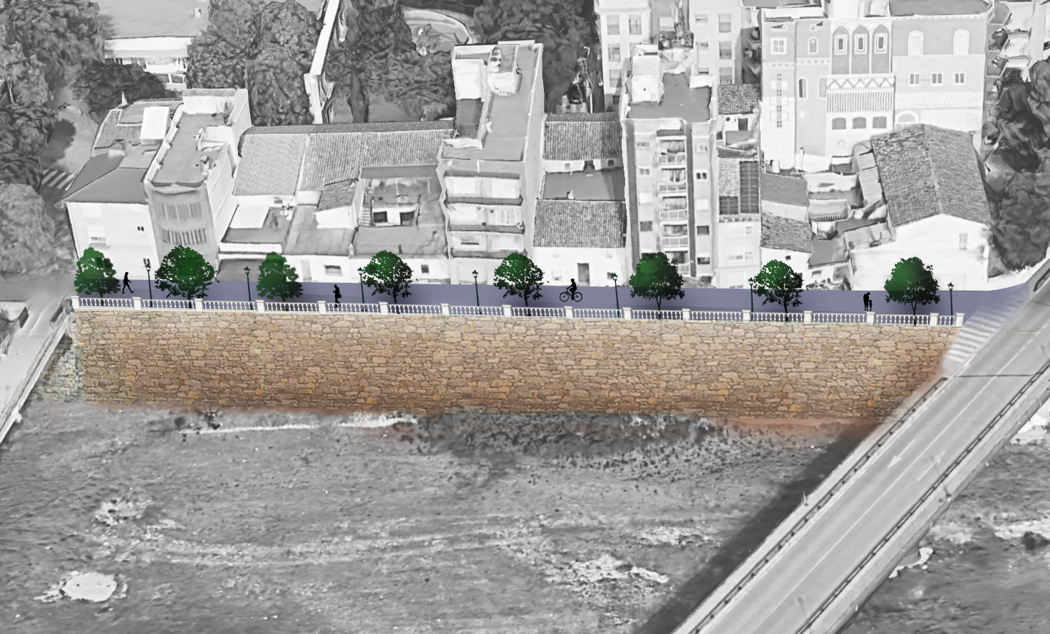 Propuesta de muro de contención en Picanya para el barranc del Poyo