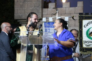 Sergio Teruel y Aída López durante el Pregón 2025 Quart de Poblet Sergio Teruel y Aída López durante el Pregón 2025 Quart de Poblet