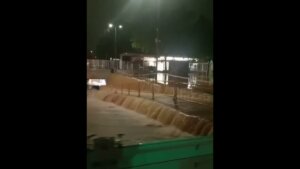 Inundación en Aldaia tras fuertes lluvias en la zona.