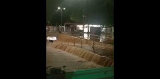 Inundación en Aldaia tras fuertes lluvias en la zona.