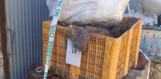 Cajas con cable de cobre confiscado por la Guardia Civil en Silla