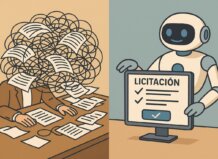 Licitaciones públicas en la era digital: IA al rescate Ilustración sobre licitaciones públicas y tecnología de IA
