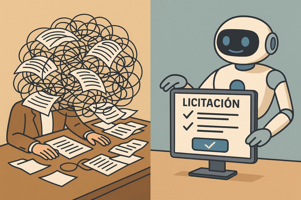 Ilustración sobre licitaciones públicas y tecnología de IA