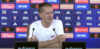 Pedro Martínez durante una conferencia de prensa sobre la Euroliga