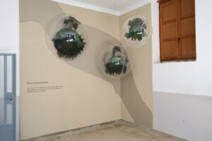 Espacio Racó de la Memòria en el cementerio de Catarroja con esferas de vegetación