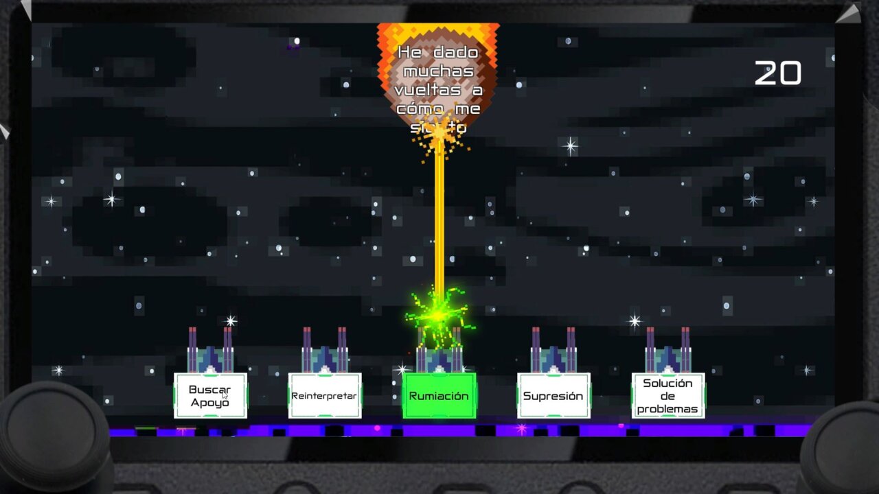 Pantalla del videojuego que trabaja emociones en estudiantes