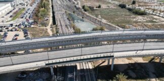 Vista aérea del cambiador de ancho de vía en València.