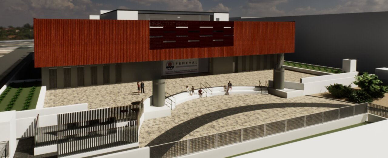 Vista arquitectónica del edificio Femeval en Picanya