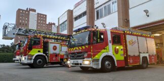 Camiones de bomberos en el Parc Central de Bombers de València