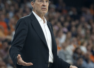 Pedro Martínez, entrenador del Valencia Basket, durante un partido.