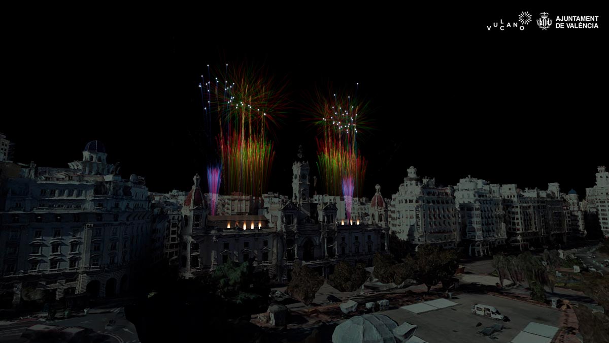 Espectáculo pirotécnico en Valencia durante Nochevieja