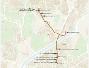 El mapa muestra la nueva ruta del autobús lanzadera de Alaquàs a la estación de Faitanar.