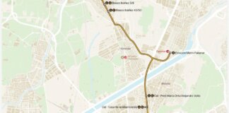 El mapa muestra la nueva ruta del autobús lanzadera de Alaquàs a la estación de Faitanar.