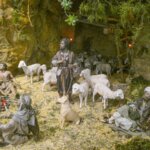 Escena de pastores con ovejas en un entorno natural