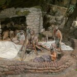 Representación de pastores en una escena del nacimiento.