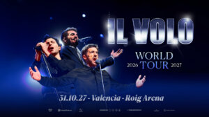 Il Volo actuando en el Roig Arena de Valencia en 2027