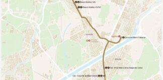 Mapa de la línea de autobús de Alaquàs a Faitanar