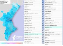 Las lluvias del martes dejan hasta 75 l/m² en l’Horta Sud Mapa de precipitaciones en la Comunitat Valenciana durante las lluvias