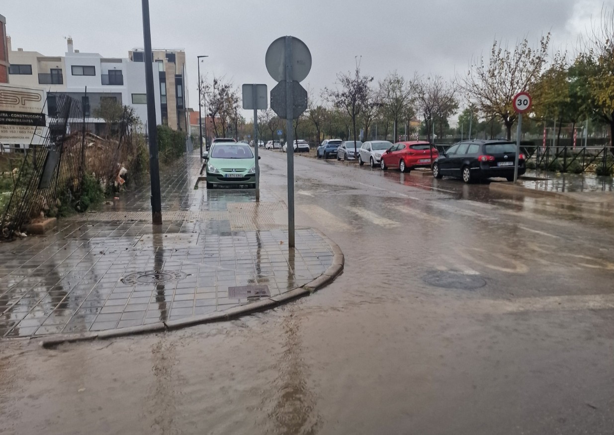 Imagen de una calle inundada en Albal durante las lluvias de diciembre.