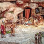 Escena del nacimiento de Jesús en un belén con figuras de cerámica.