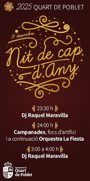 Celebración de Nochevieja 2025 en Quart de Poblet Cartel de la celebración de Nochevieja en Quart de Poblet