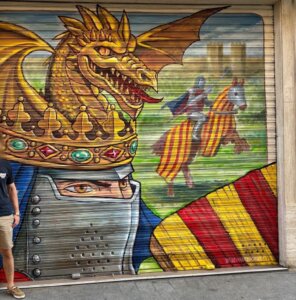 Mural de arte urbano homenaje a Jaume I en Russafa