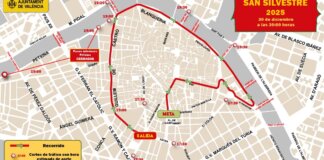 Mapa del recorrido de la San Silvestre en Valencia 2025