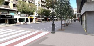 Vista de la calle Colón en València con nuevo mobiliario urbano