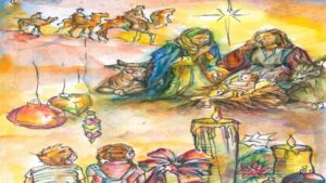 La tarjeta navideña ganadora del concurso de mayores resalta la creatividad de los participantes.