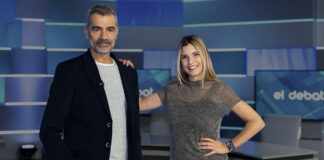 Toni Cantó y Rosa Porta en el set de El debat de À Punt