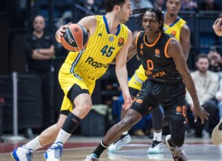 Valencia Basket se queda sin respuesta en los números y cede en Tel Aviv Jugadores de Valencia Basket y Maccabi Rapyd en un partido de baloncesto.