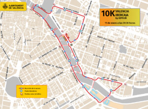 Mapa del recorrido de la carrera 10K Ibercaja en Valencia