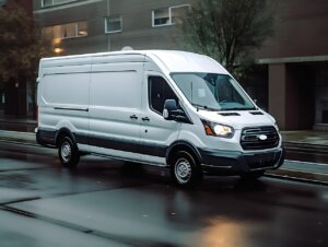 Furgoneta blanca estacionada en una calle de Valencia