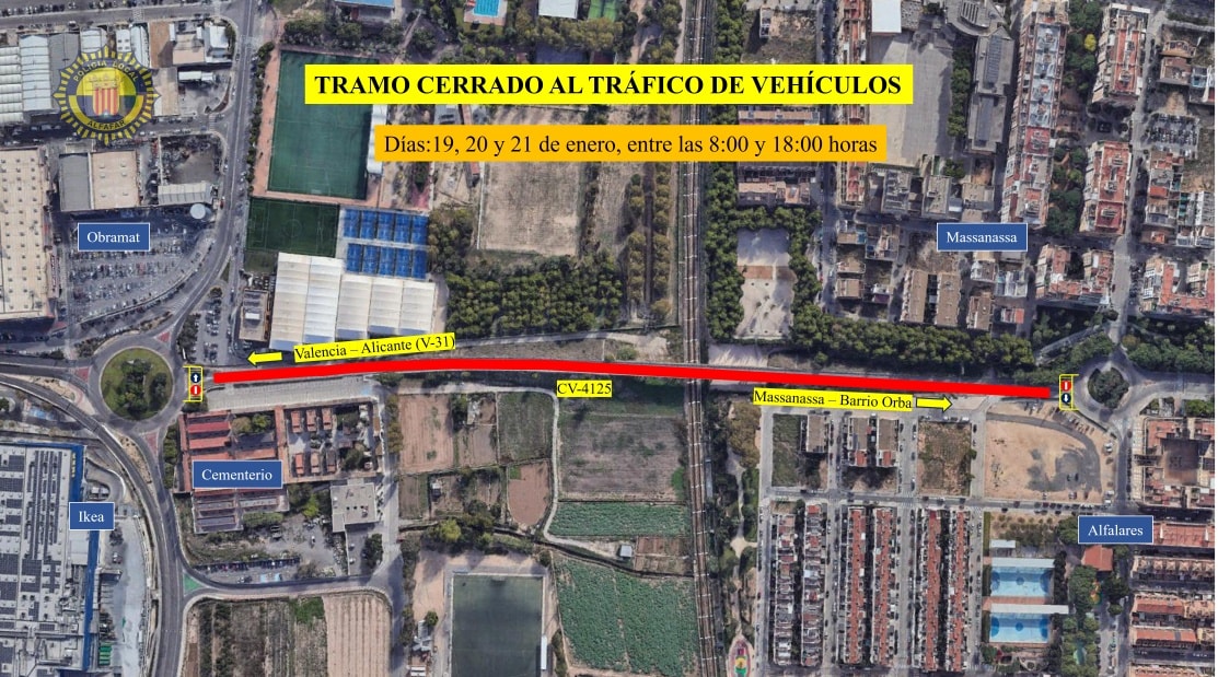 El puente de la CV-4125 estará cerrado al tráfico por obras de reparación.