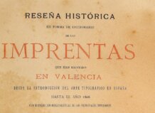 Portada del diccionario de imprentas en Valencia de Serrano Morales