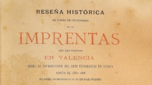 Portada del diccionario de imprentas en Valencia de Serrano Morales
