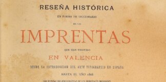 Portada del diccionario de imprentas en Valencia de Serrano Morales