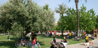 Familias disfrutando de un día soleado en el Parc Ausiàs March