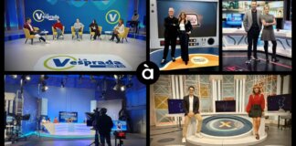Presentadores y set de programas de À Punt en Valencia, amb empreses del sector audiovisual valencià