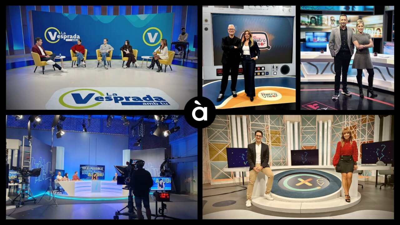 Presentadores y set de programas de À Punt en Valencia, amb empreses del sector audiovisual valencià