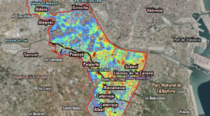 Mapa de la simulación hidráulica de la DANA en l'Horta Sud