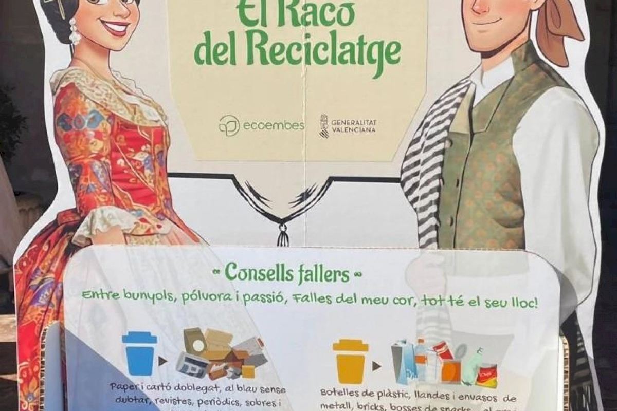 Cartel de la campaña 'El Racó del Reciclatge' para fomentar el reciclaje en Fallas