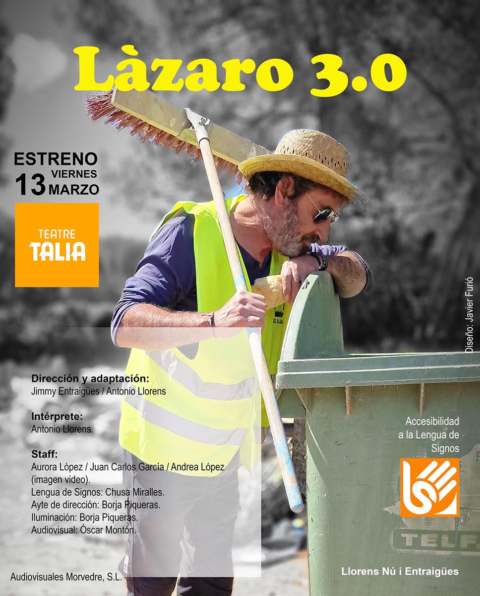 Cartel de la obra Lázaro 3.0 en el Teatre Talía.